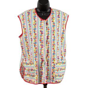 Custom made vintage 70s smock housewife floral top size M/L